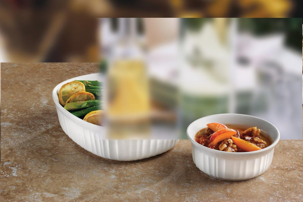 French White 16-Ounce Round Dish with Plastic Cover, Pack of 2 F553