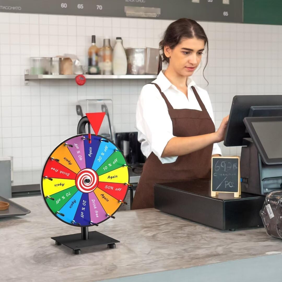 Spinning Prize Wheel with 14 Slots, Heavy Duty Base for Carnival and Trade Shows N596