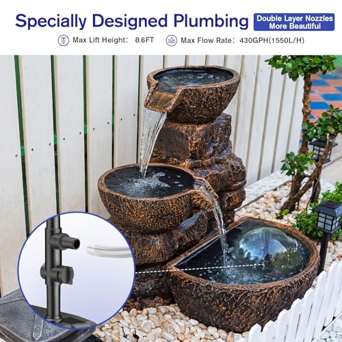 Solar Pond Pump 30W, 430GPH Adjustable Flow with Diverter Valve and 6.6 FT Tubing B8493