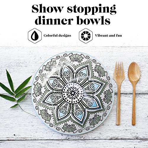 Pasta Bowls Set of 4, 9-Inch Wide and Shallow Dinner Plates X196616