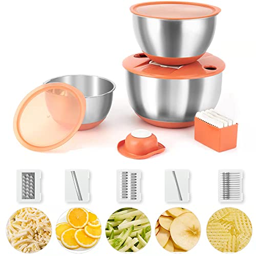 Stainless Steel Mixing Bowls Set of 3 with Airtight Lids and Graters R74362