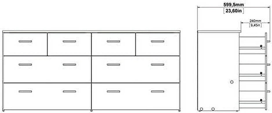 White Oak Double Dresser 8 Drawers Z870600