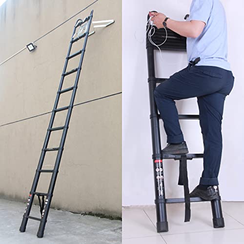 20.5ft Aluminum Telescoping Ladder with Roof Hooks, Adjustable Height, 330lb Capacity W609167