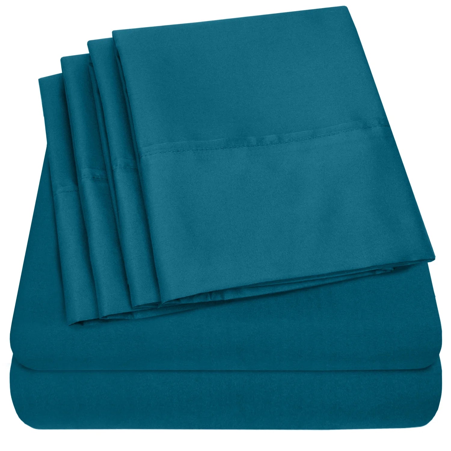 6-Piece Double Brushed Microfiber Sheet Set - Queen, Teal Q466