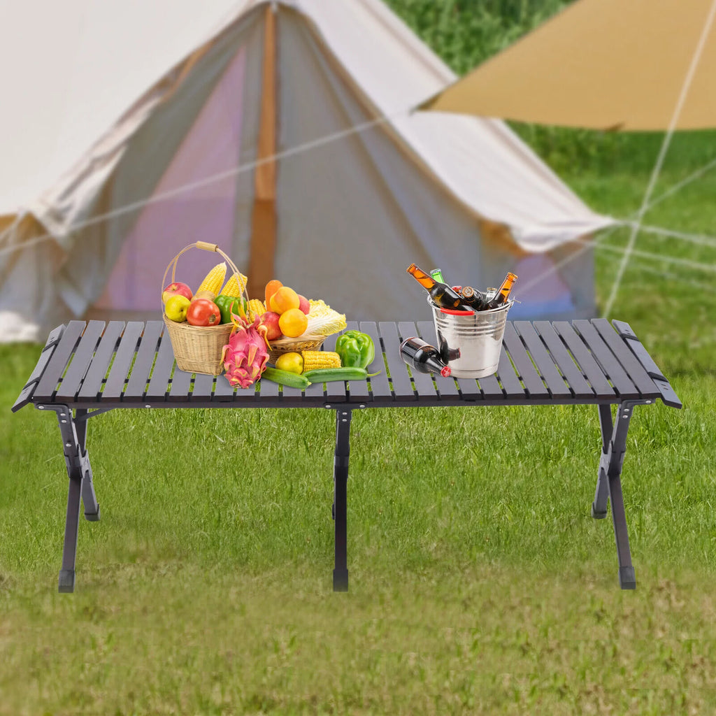 Foldable Pine Wood Picnic Table for BBQ Camping X83895