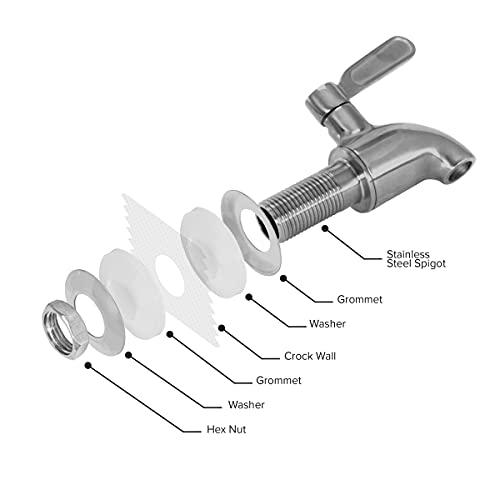 Porcelain Ceramic Water Dispenser with Stainless Steel Faucet, Fits 3-5 Gallon Jugs D1661