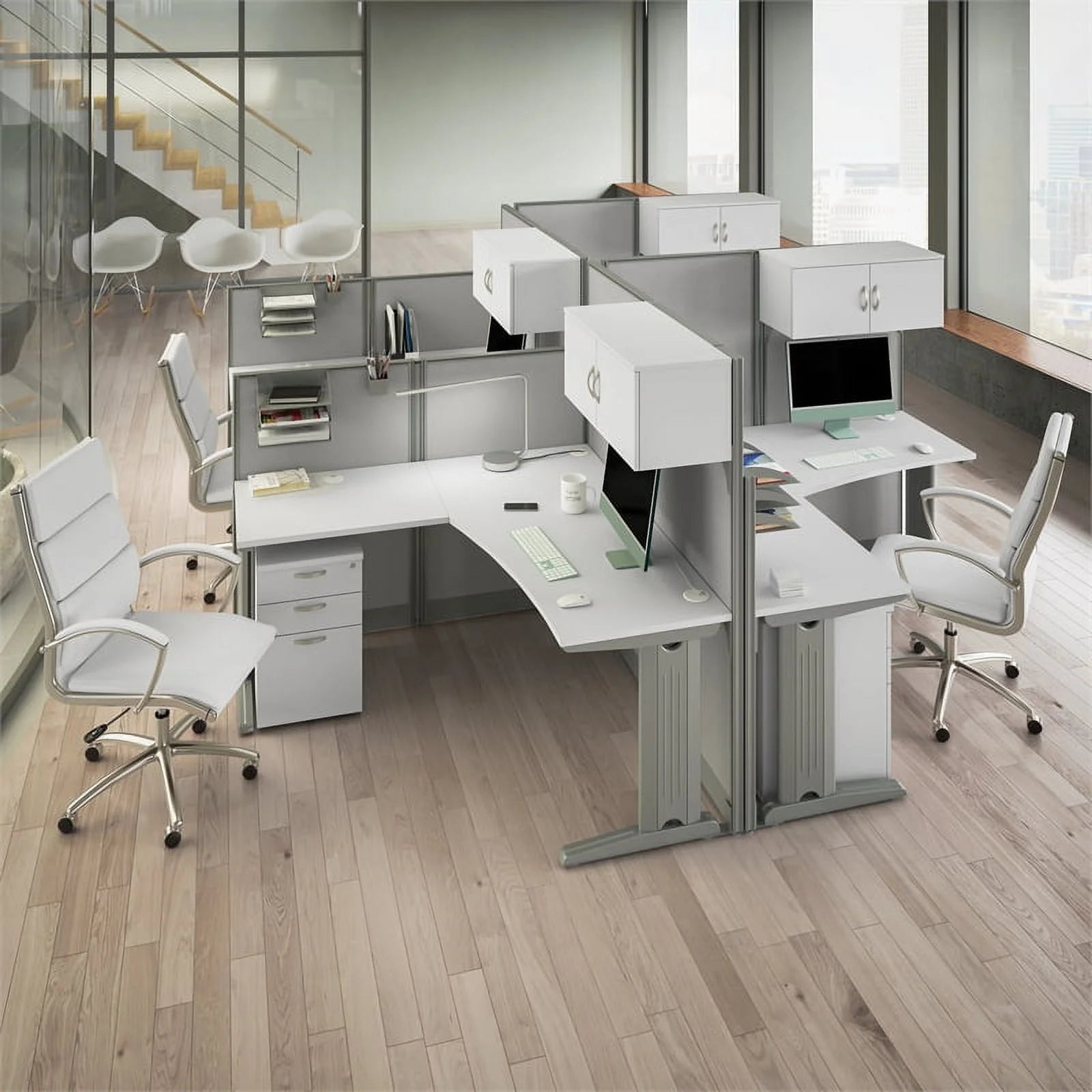 Cubicle Storage Set in Pure White - Engineered Wood L537680