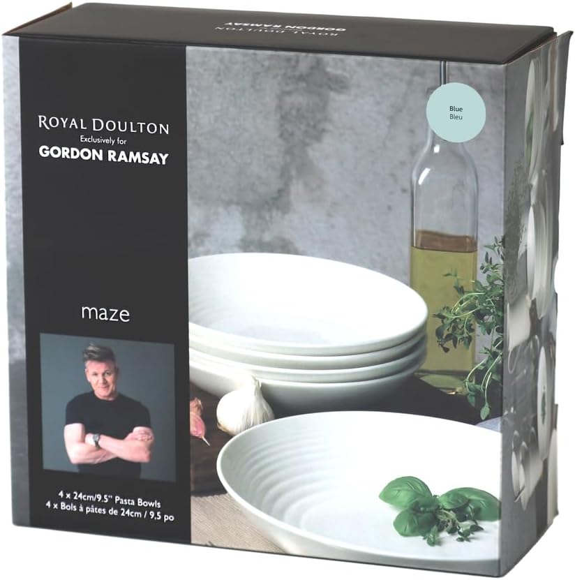 Maze Blue Pasta Bowl, Set of 4, 9.5" Q793644