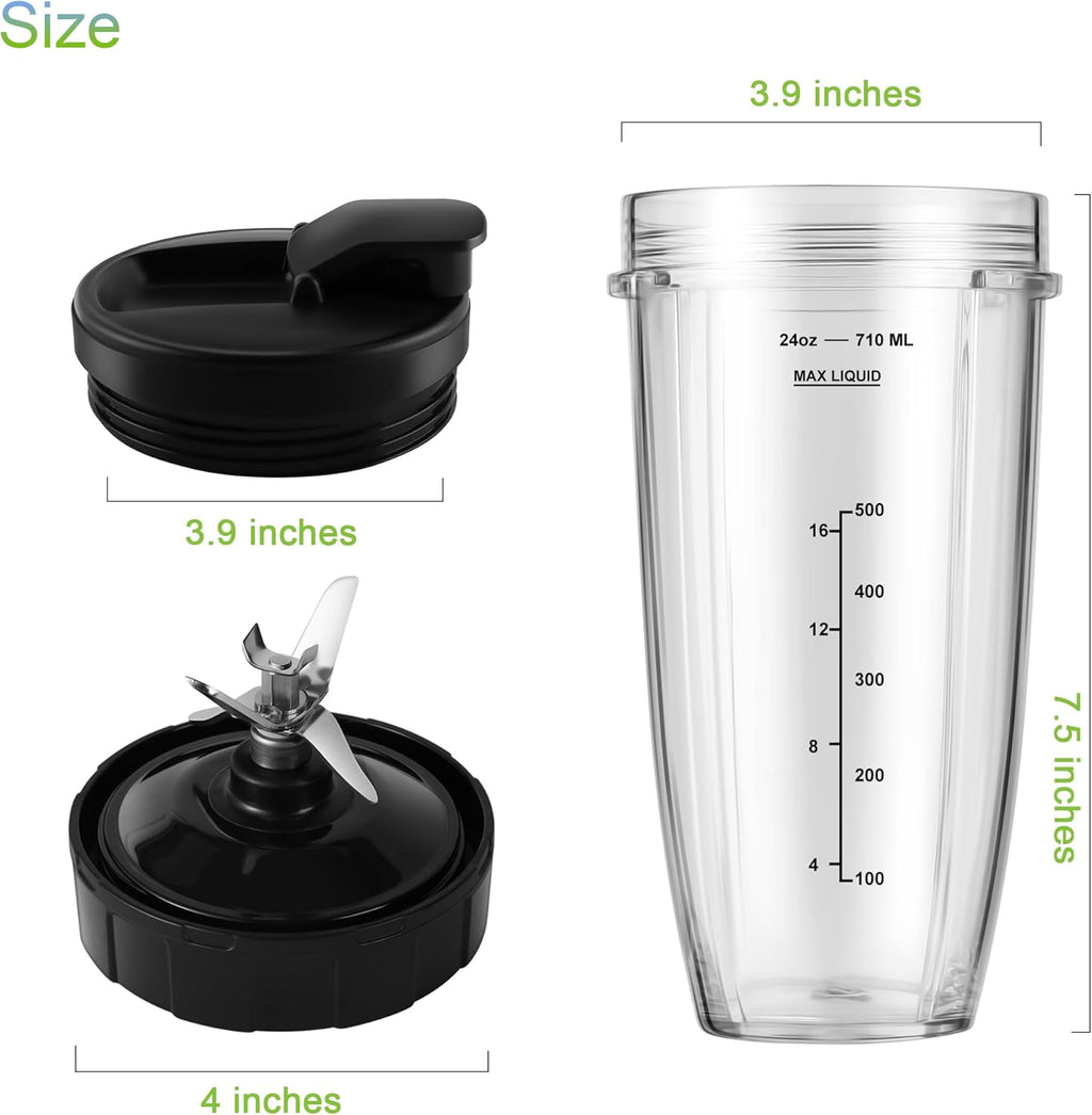 24oz Blender Cups with To-Go Lids and Extractor Blade O292