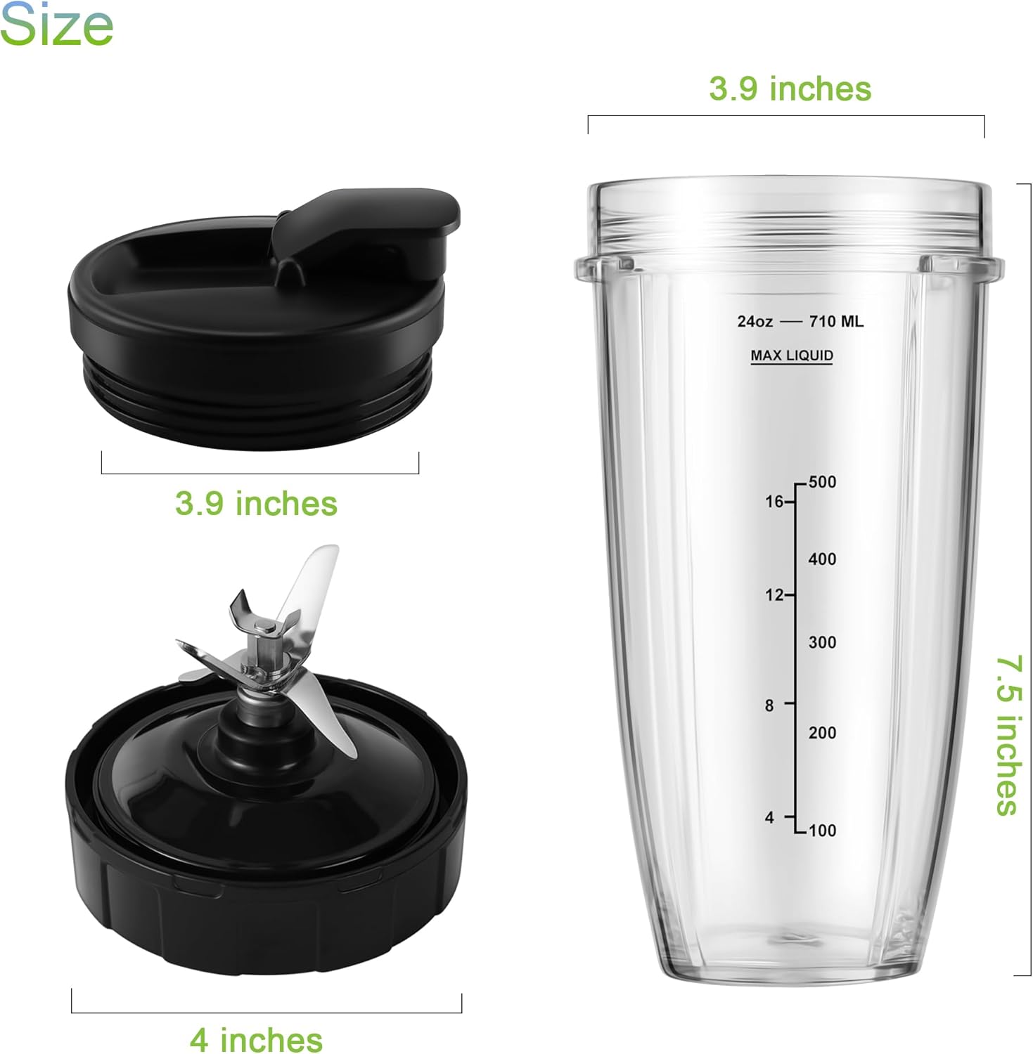 24oz Blender Cups with To-Go Lids and Extractor Blade O292