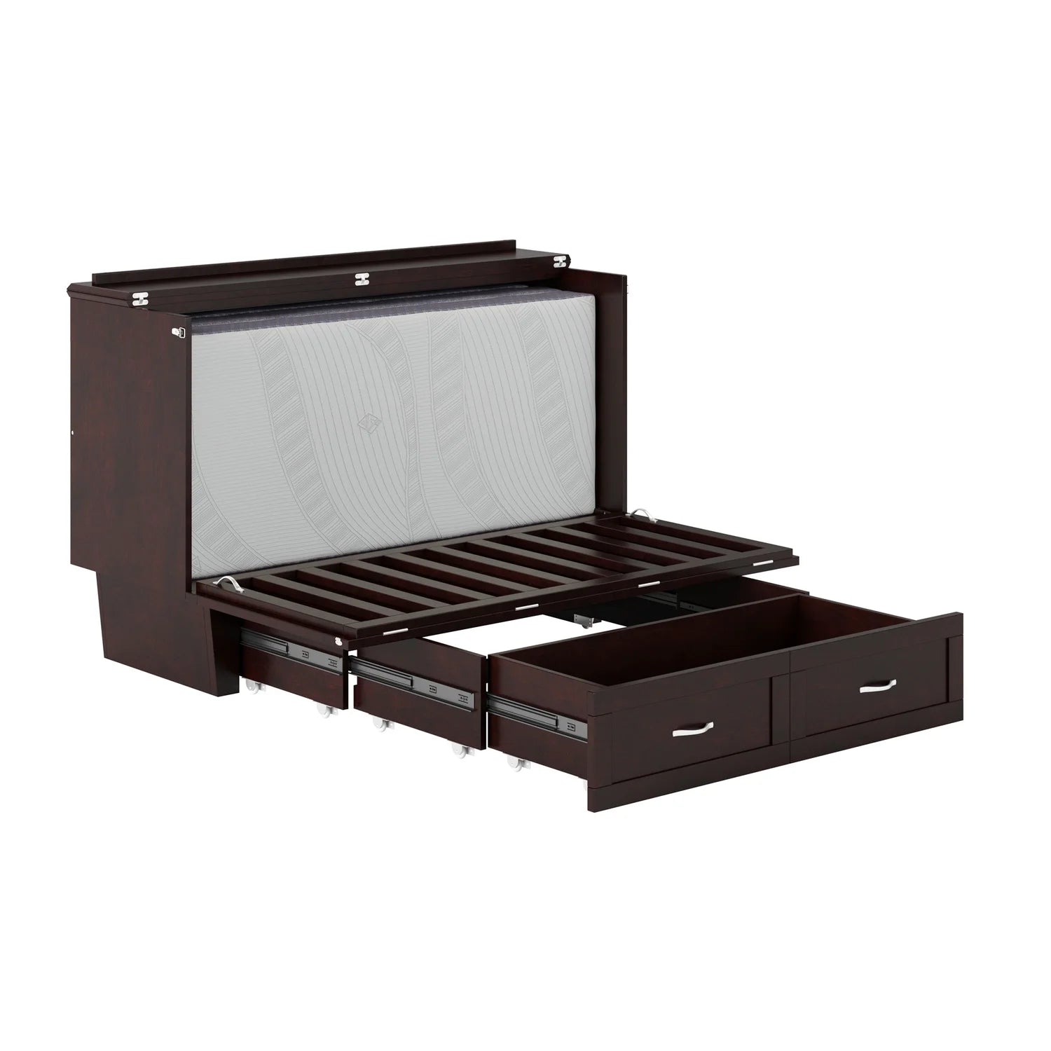 Queen Solid Wood Murphy Bed Chest with Mattress A99512