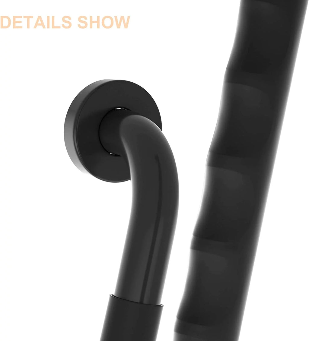 2 Pack 12 Inch Black Shower Grab Bar with Anti Slip Rubber Grip Y55782