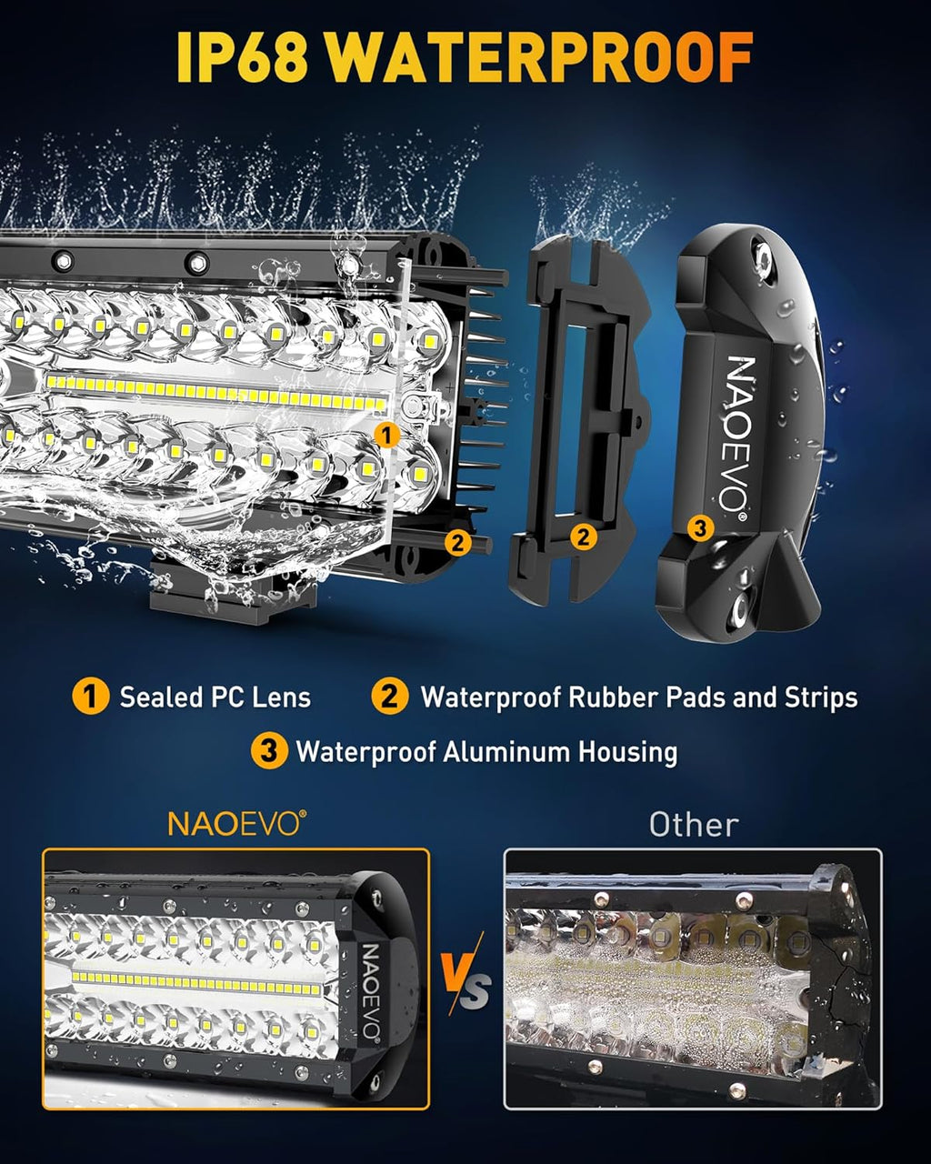 12 Inch LED Light Bar and 4PCS 4 Inch LED Pod Lights, 54000LM Off Road Lights K513