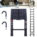 20.5ft Aluminum Telescoping Ladder Folding Telescopic Extension Ladder with 2 Roof Hooks EN131 Safe Standard Adjustable Height for Home Building Garden Attic Loft Decoration Painting 330lb Capacity