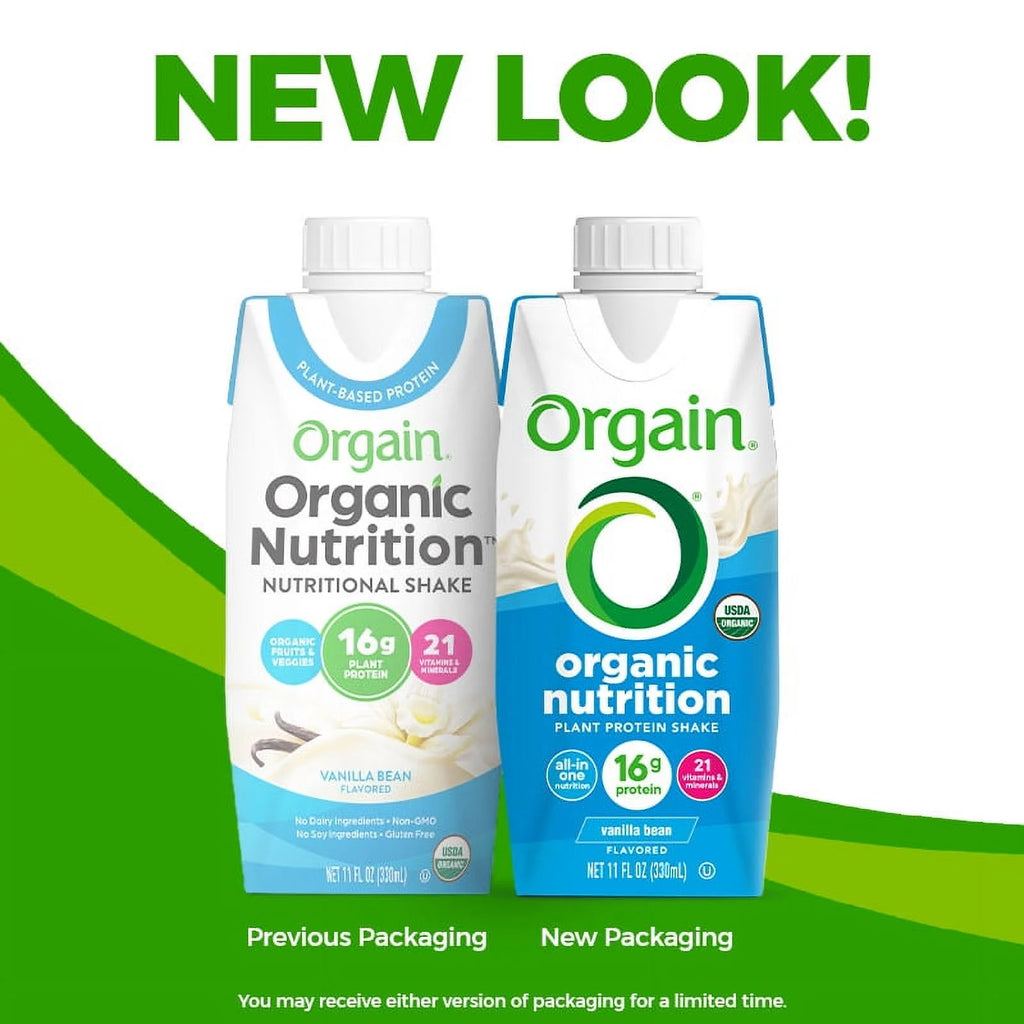 Organic Vegan Protein Shake, Vanilla Bean, 11oz, 12ct F517