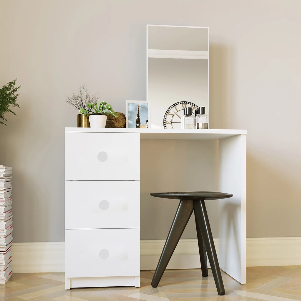 Modern Vanity Table with 3 Drawers and Mirror D499628