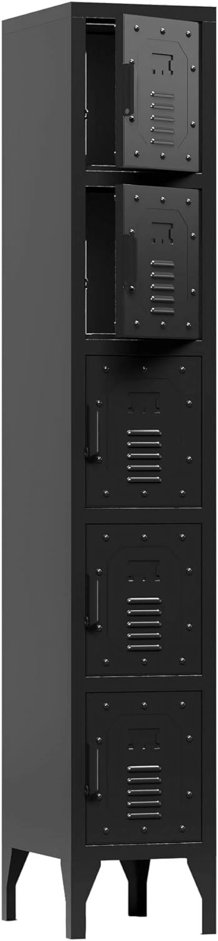 Metal Storage Cabinet, 5-Door Lockable, 72" Tall for Office, Gym, School, Home H1543