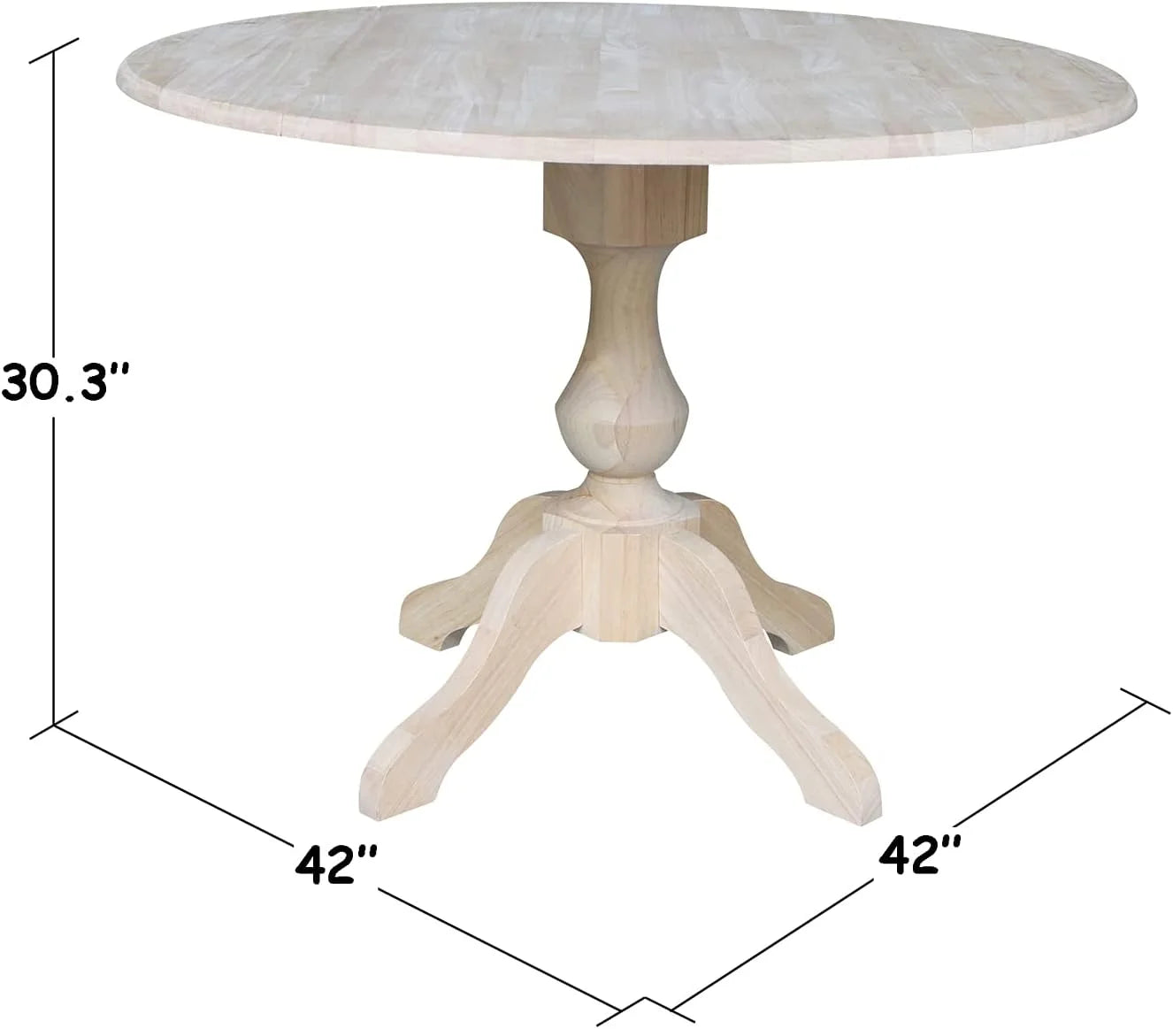 Round Dual Drop Leaf Pedestal Dining Table, Unfinished K6880