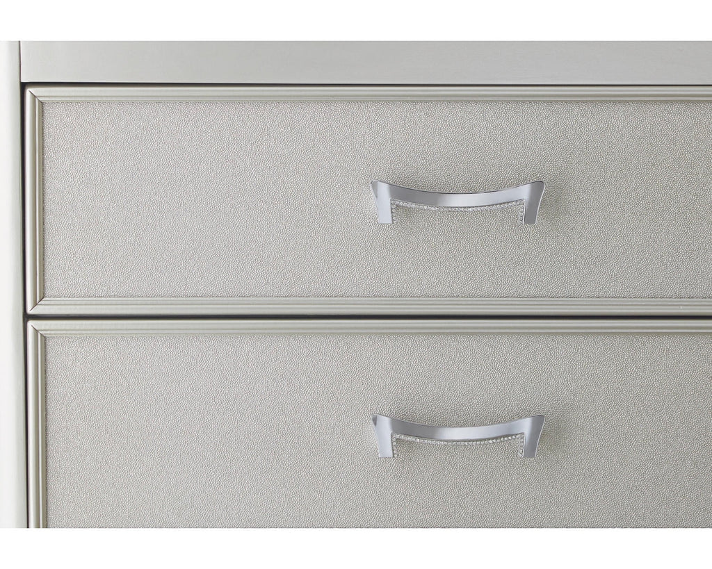 3 Drawer Nightstand, Silver Y7476