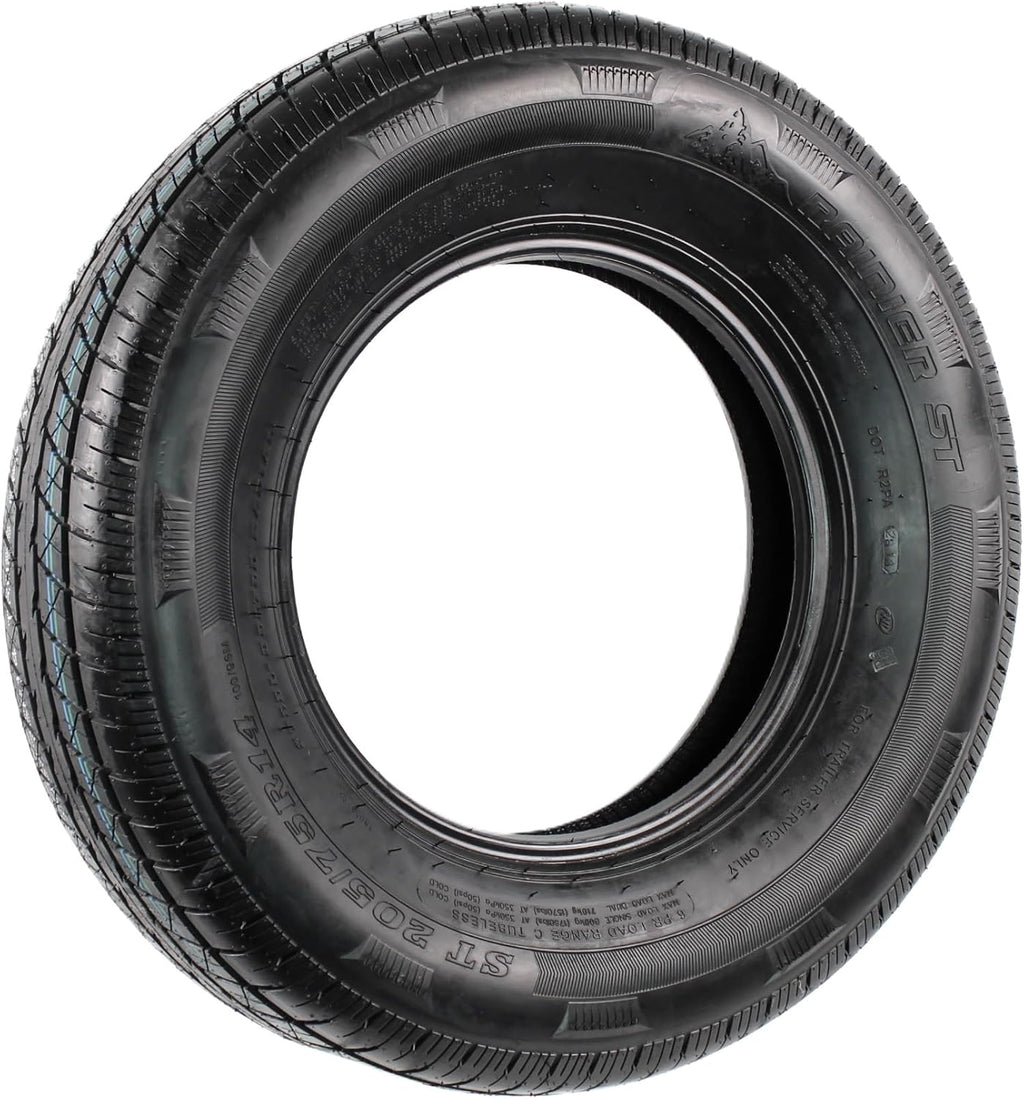 eCustomRim ST205/75R14 Steel Belted Radial Trailer Tire Load Range C 1760# 205/75 R 14-6 Year Warranty w/Free Roadside