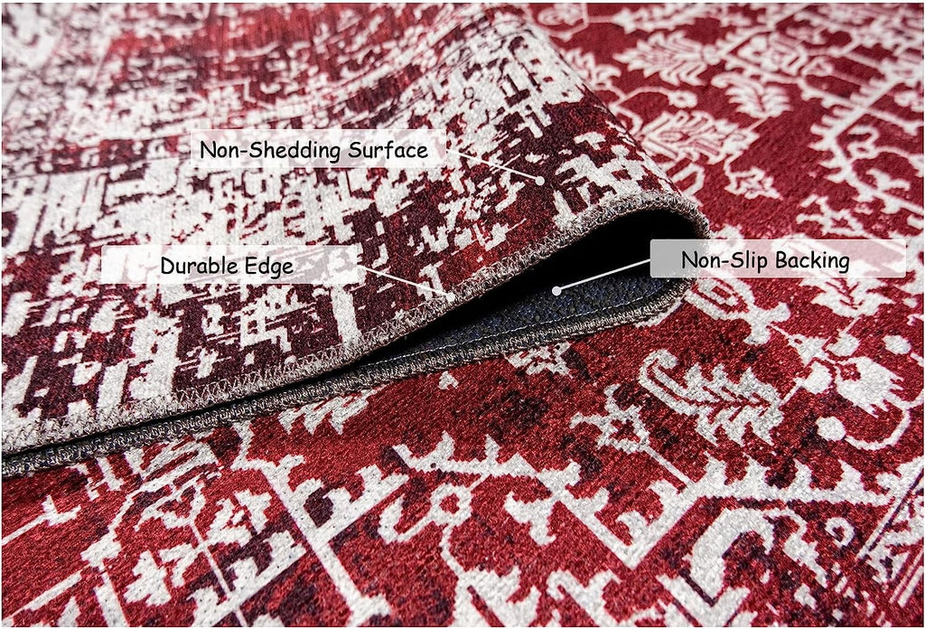 Washable Area Rug Low Profile Anti Slip Runner for Living Room D28931