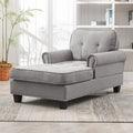 NLIBOOMLife Chaise Lounge Sofa Couch Linen Chaise Sofa Bed Bench with Tufted Back  Mid-Century Sleeper Sofa Chair Bed for Small Place/Apartment/Living Room/Office/Studio (Dark Gray)