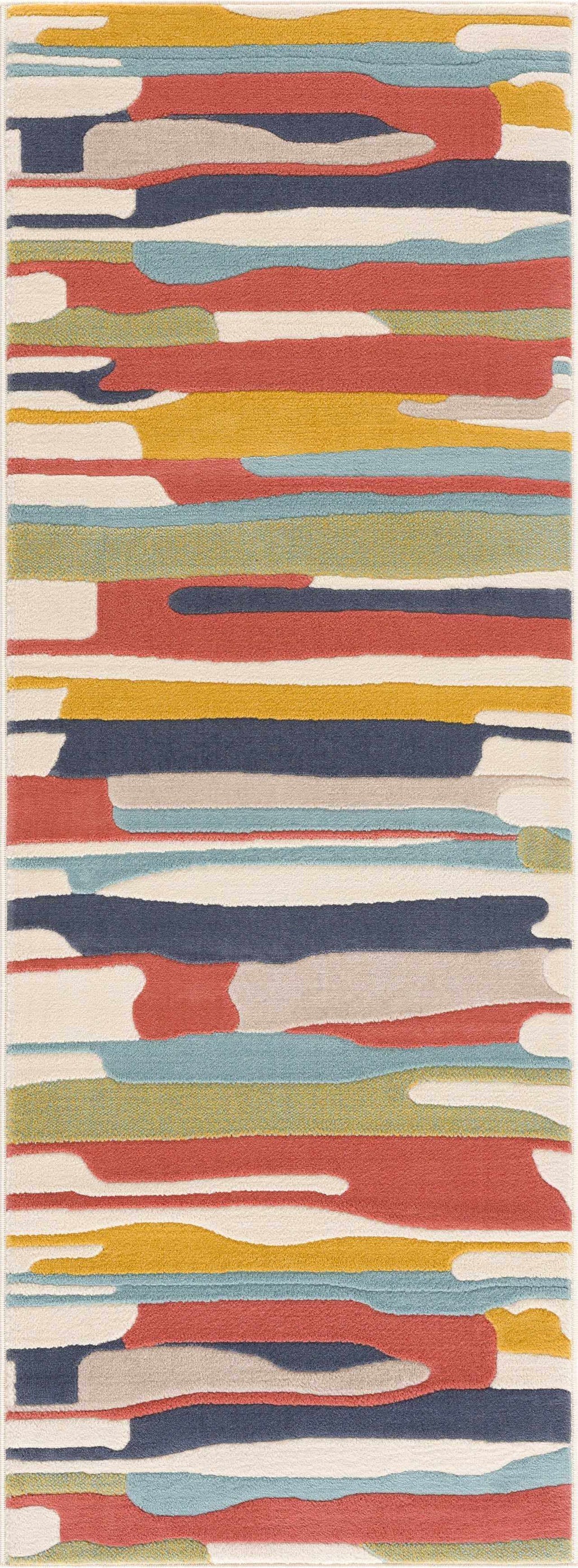Multicolor Rainbow Striped Area Rug for Living Room Bedroom A79688