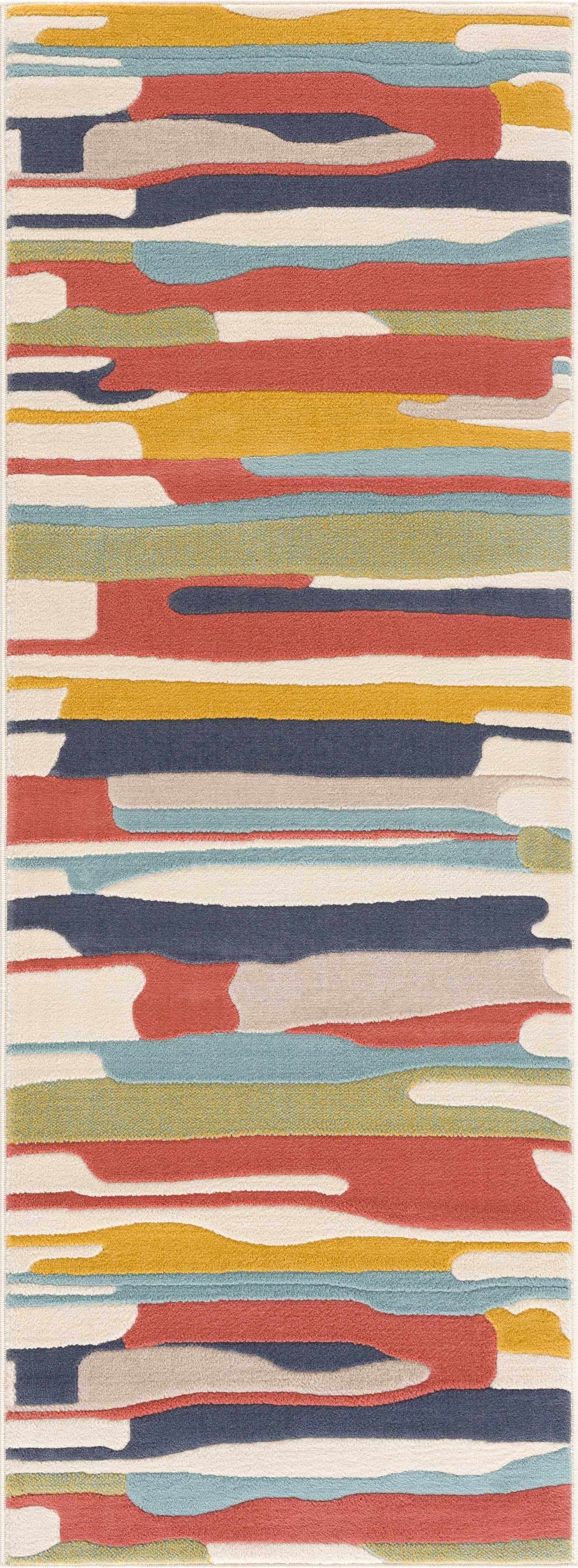 Multicolor Rainbow Striped Area Rug for Living Room Bedroom A79688