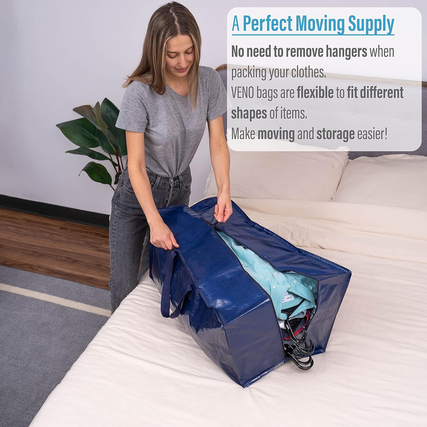 12 Pack Heavy-Duty Moving Bags with Backpack Straps and Label Pocket B7764