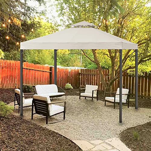 Gazebo Replacement Canopy Top 10x10 FT, 2 Tier Outdoor Patio Cover with Air Vent, Beige E15040