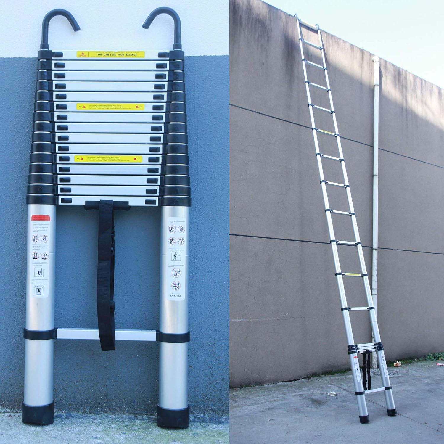 Aluminum Telescoping Ladder, Adjustable Height, 330lbs Load Capacity V30077