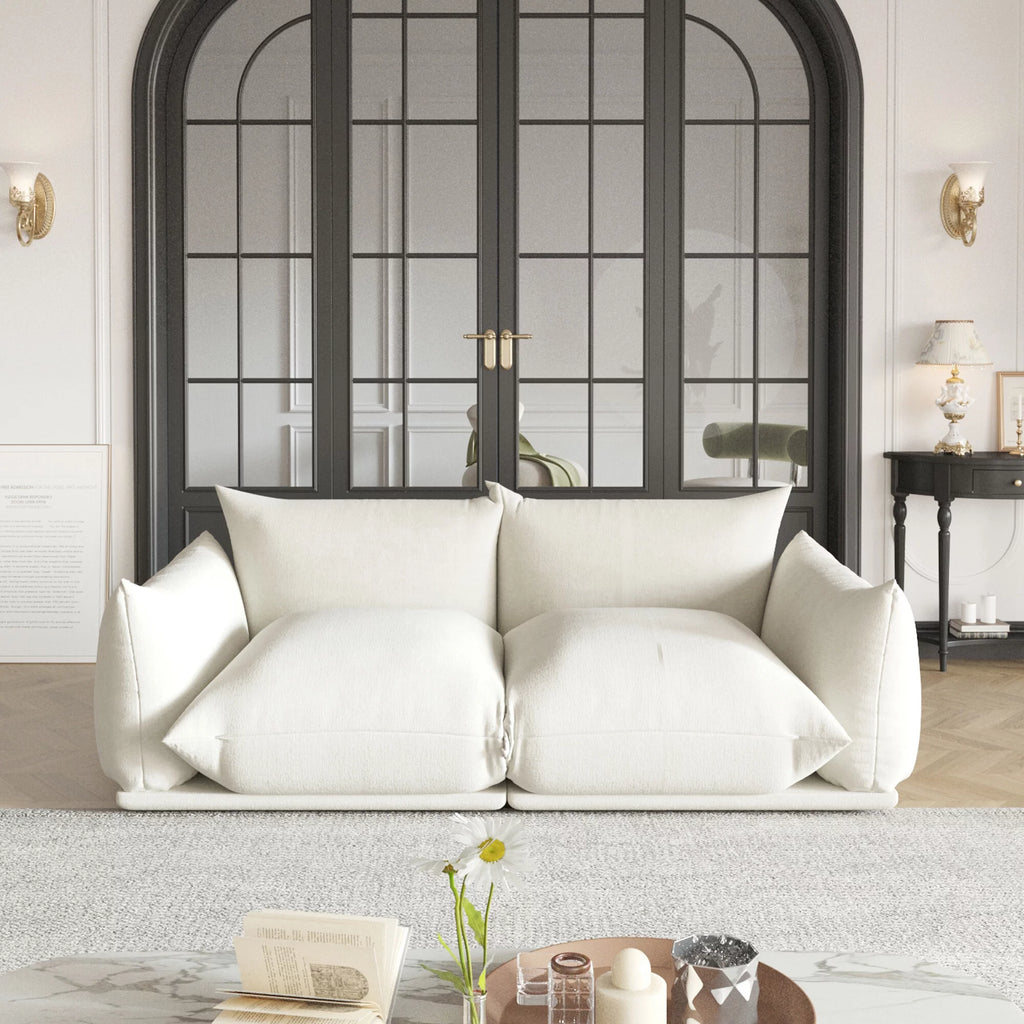 Convertible Modular Sectional Sofa Chenille 2-Seat for Living Room, Beige H4229