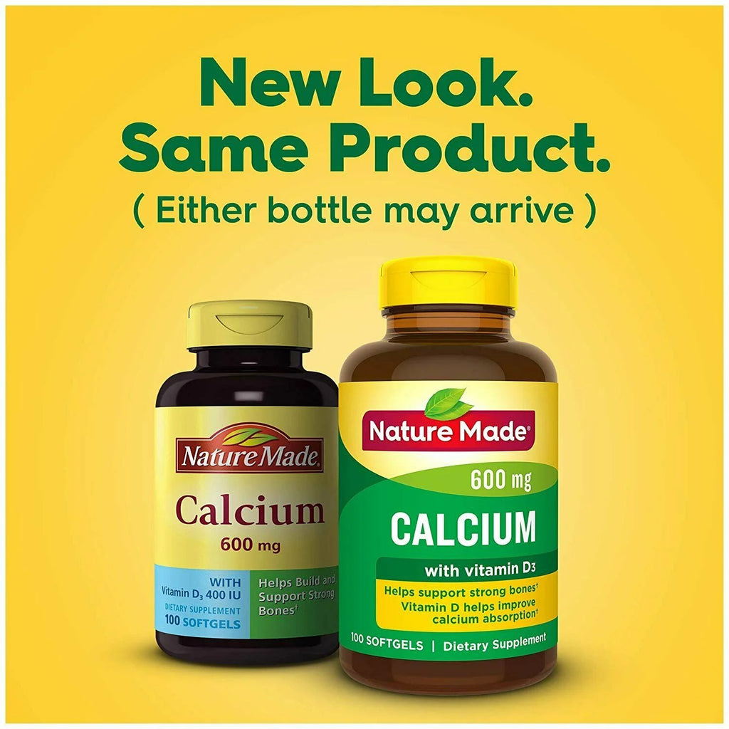 Calcium 600 mg with Vitamin D Liquid Softgels, 100 Count (Pack of 4) O547314