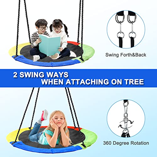 Saucer Tree Swing with A Frame Stand, Heavy Duty Outdoor Swing for Kids Y545819