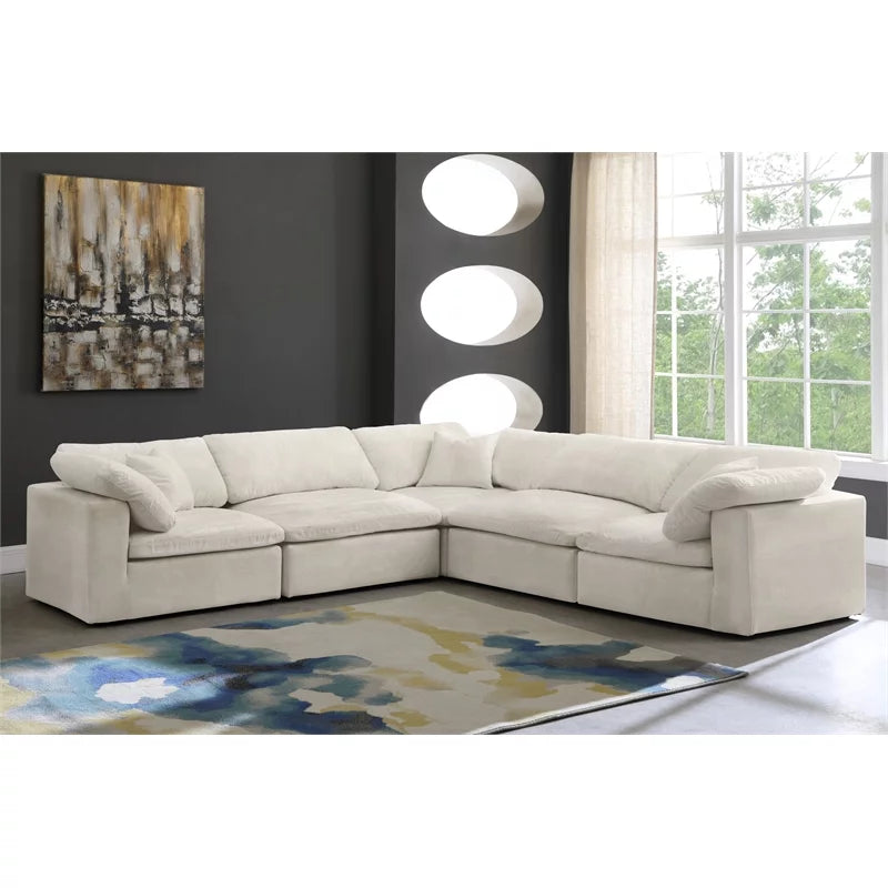 Contemporary Cream Velvet Modular Sectional Sofa N100415