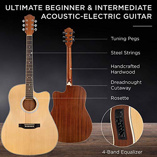 Acoustic Electric Guitar Starter Set 41in with Case, Strap, Picks W2509