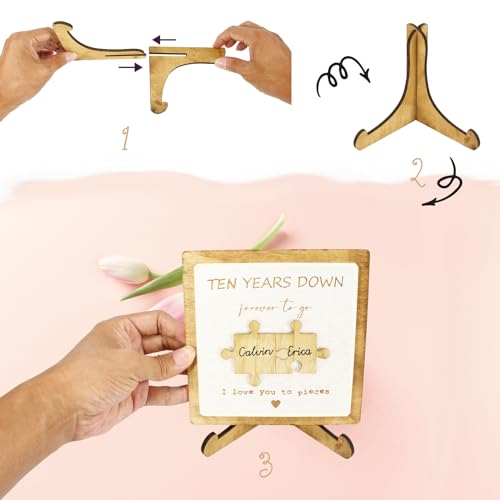 Personalized Wooden Plaque with Engraved Puzzle Pieces for Couples W463127