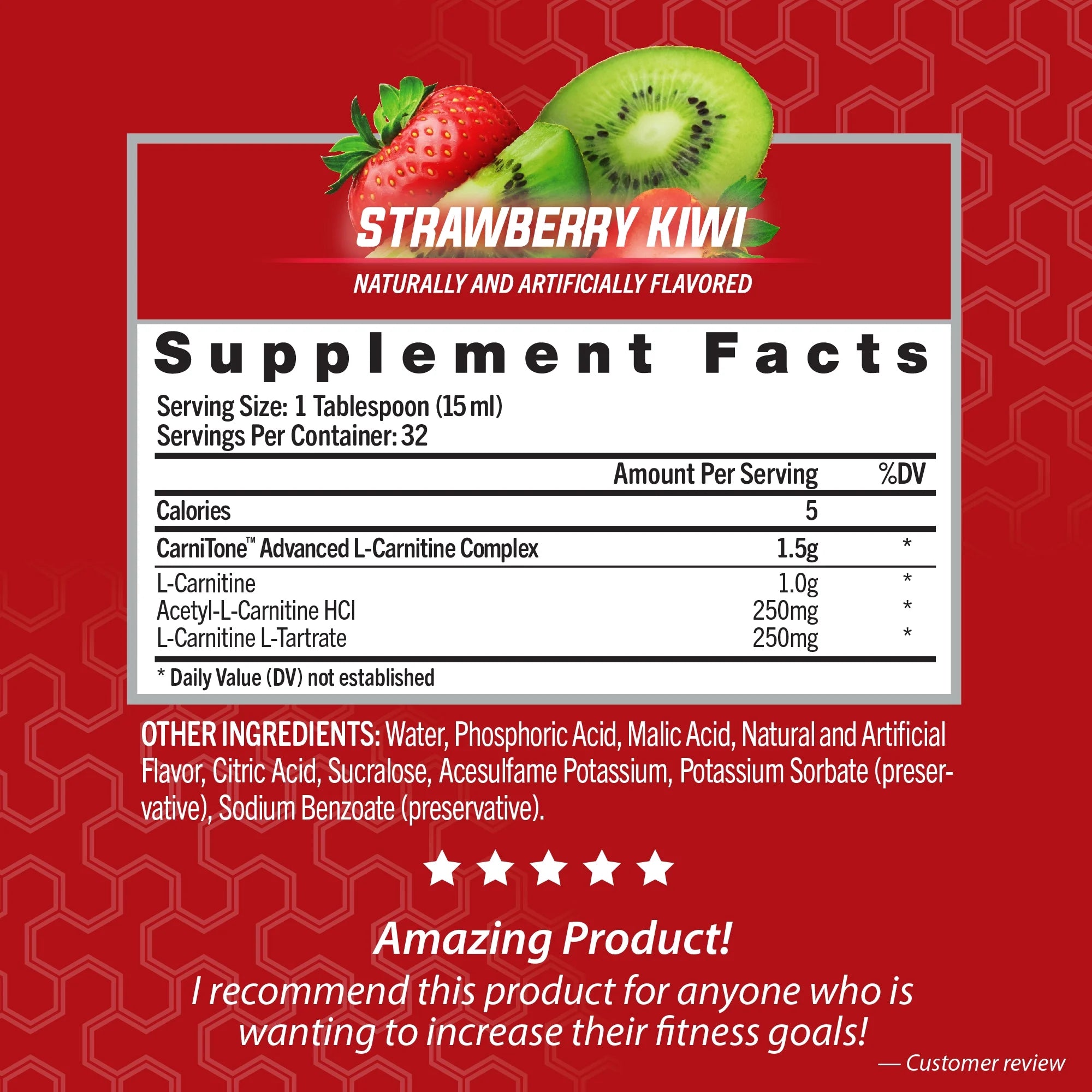 L-Carnitine Concentrated Liquid Metabolic Enhancer, Strawberry Kiwi Z5546