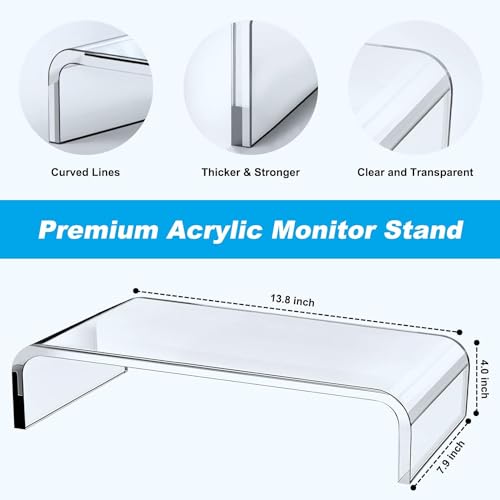 Acrylic Monitor Stand with Keyboard Storage O2287