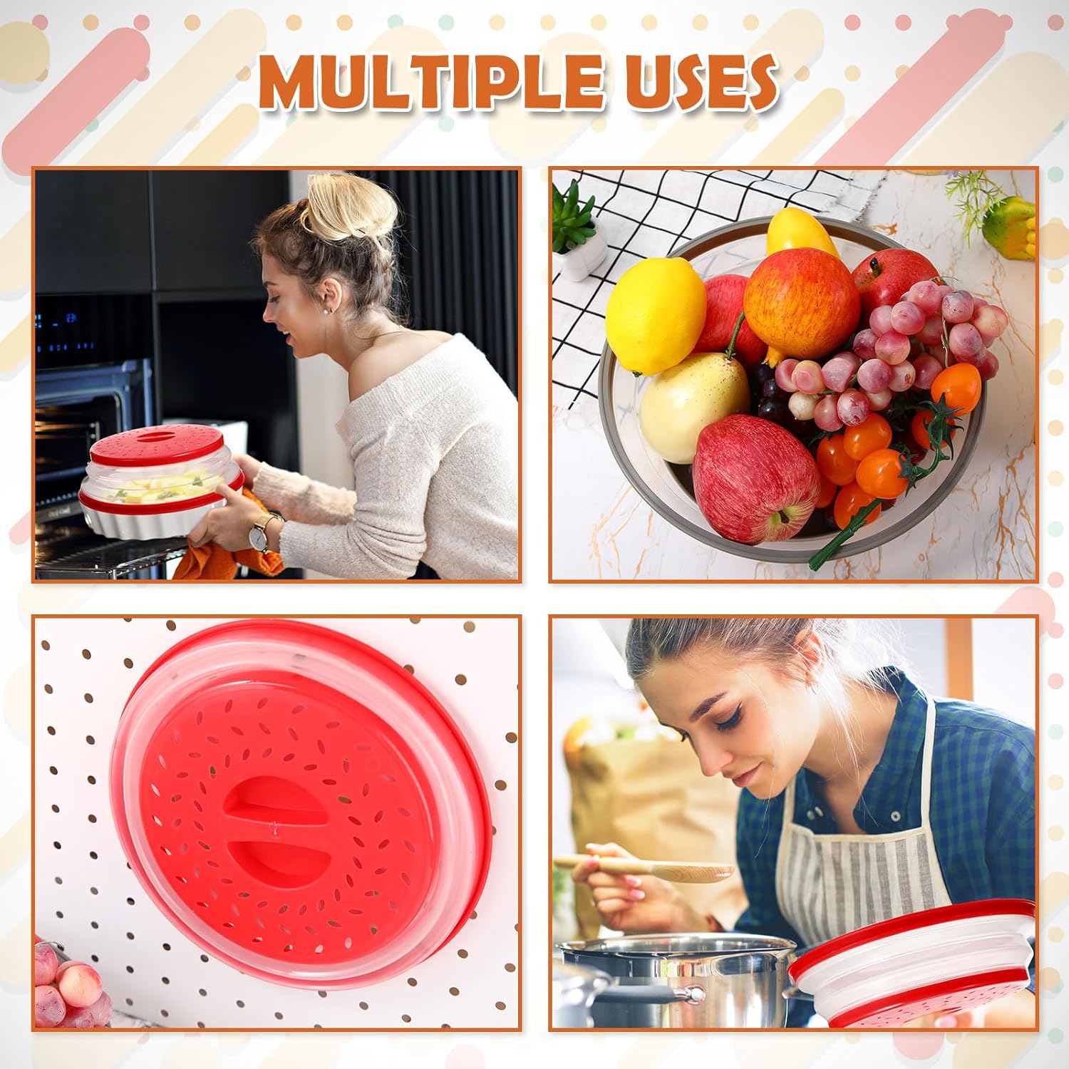 Collapsible Microwave Splatter Cover, 3 Sizes, BPA Free I8583