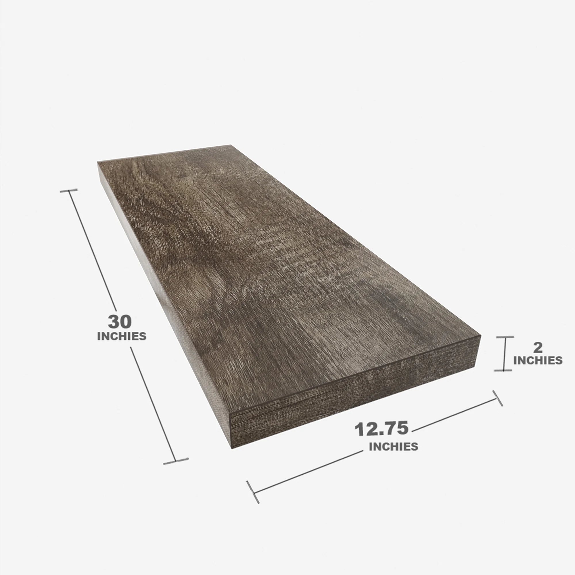 30 inch Wooden Floating Wall Shelf with Invisible Brackets, Set of 2, Rustic Gray J656