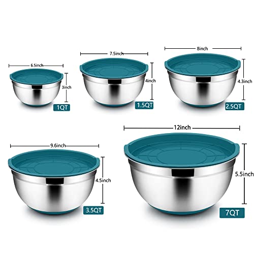 Mixing Bowls with Lids Set, Stainless Steel, Set of 5 I41649