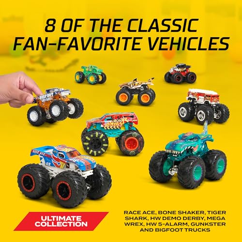 Monster Trucks 8-Pack, 1:64 Scale Toy Trucks for Kids 3+ Z437