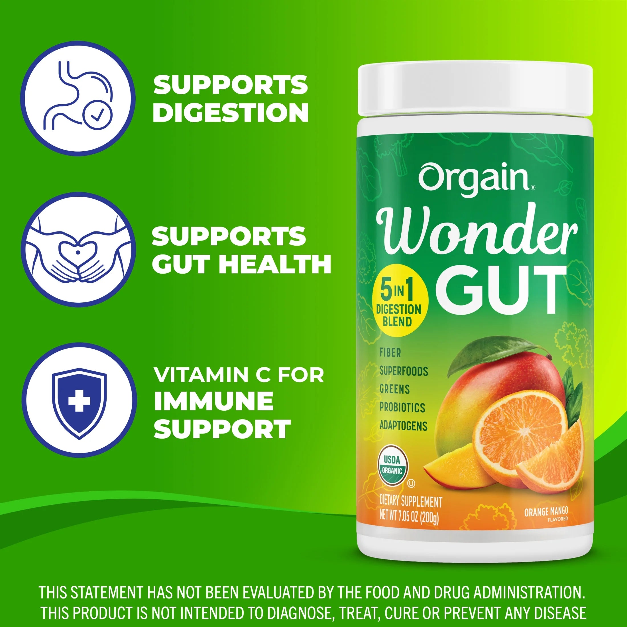 Organic Vegan Fiber Superfood Powder - Orange Mango W6529