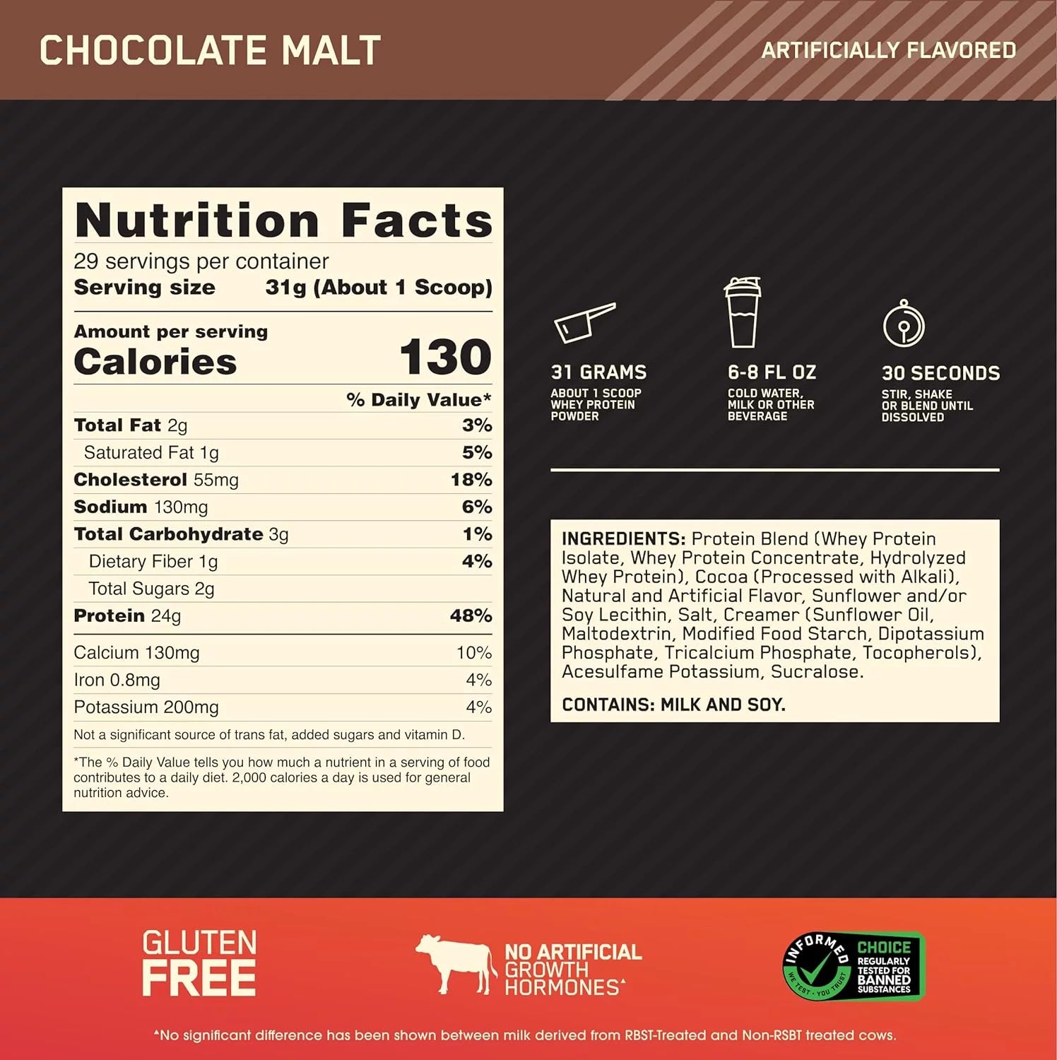 Chocolate Malt Whey Protein Powder - 2 lbs, Pack of 2 Z879164