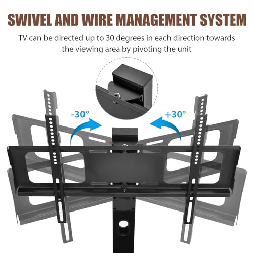 Adjustable Floor TV Stand with Tempered Glass and Metal Frame V8875