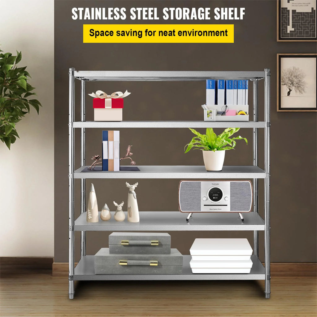 5-Tier Stainless Steel Shelving Unit 60x18.5 inch P13361