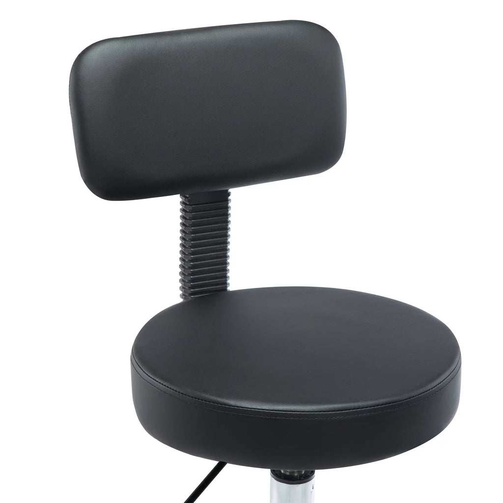 Height Adjustable Drafting Stool with Backrest, Faux Leather, Rolling Wheels D302274