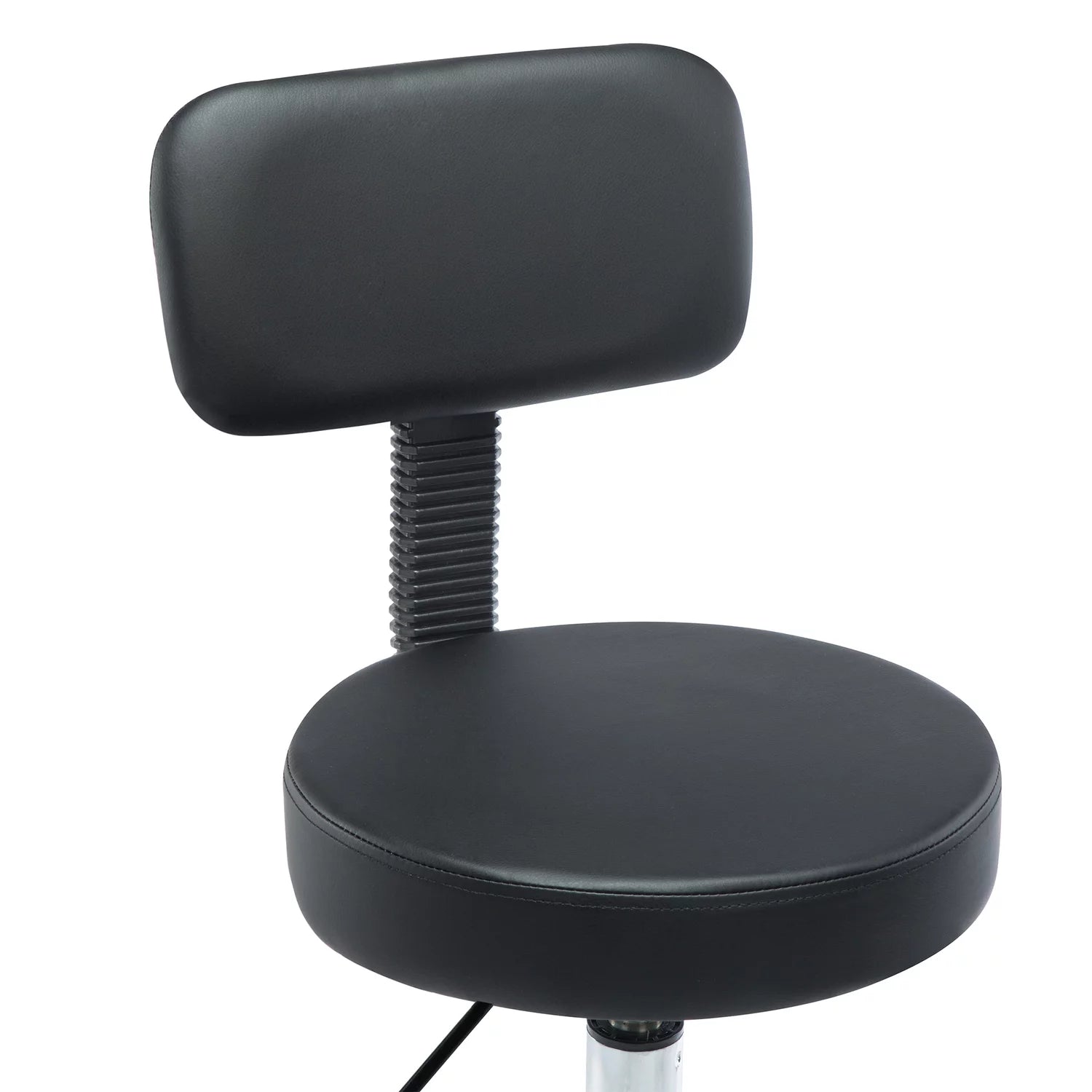 Height Adjustable Drafting Stool with Backrest, Faux Leather, Rolling Wheels D302274