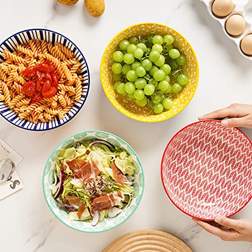 Ceramic Pasta Bowls Set of 4, 8 Inch, Microwave Safe R8988